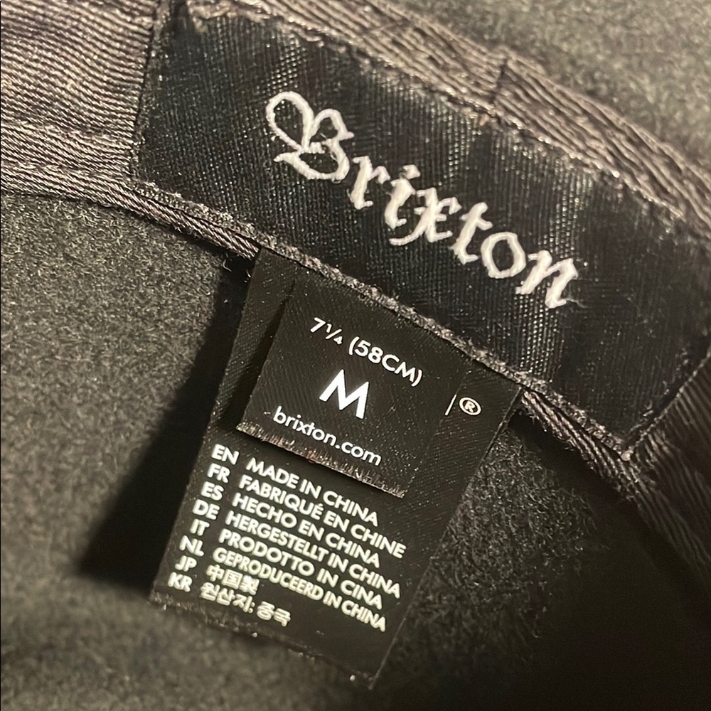 Brixton 100% Wool Black Fedora Hat Black Leather Band Size Medium 7 1/4 - Picture 6 of 7